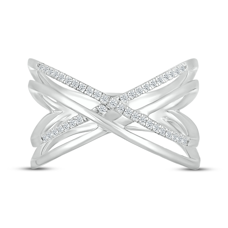 Main Image 2 of Diamond Crisscross Ring 1/8 ct tw Round-cut Sterling Silver