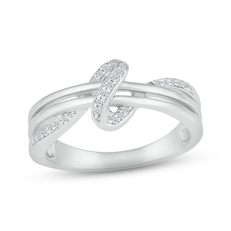 Diamond Ribbon Ring 1/10 ct tw Round-cut Sterling Silver