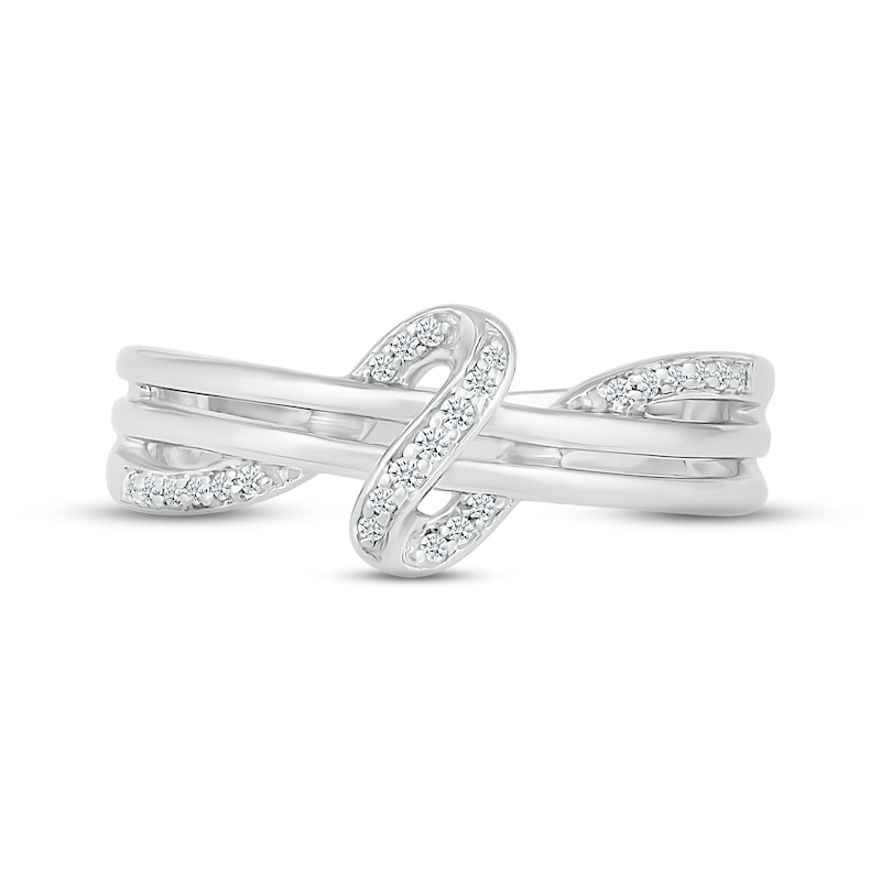 Diamond Ribbon Ring 1/10 ct tw Round-cut Sterling Silver