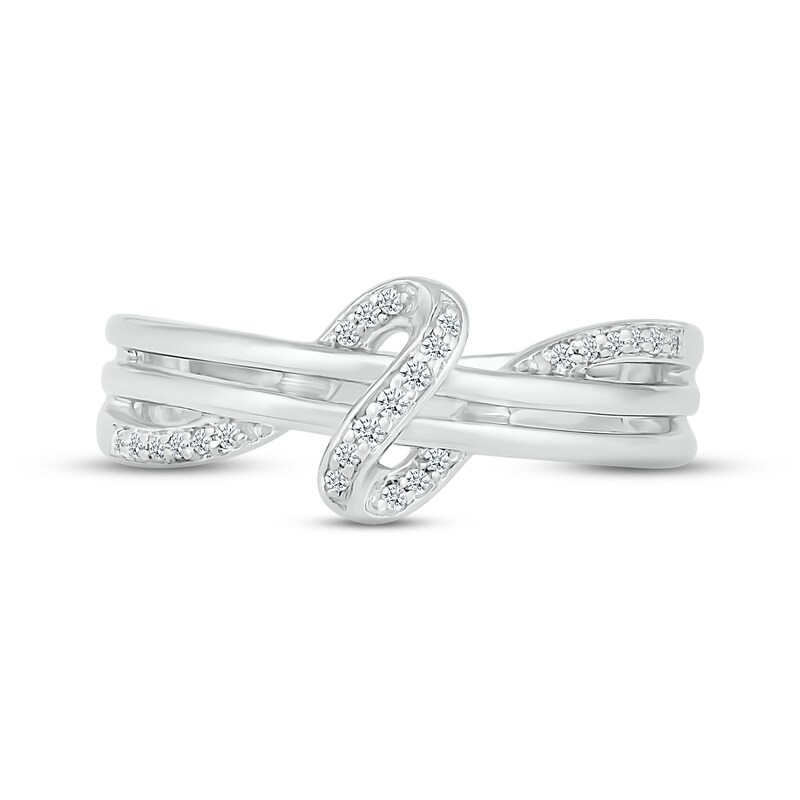 Diamond Ribbon Ring 1/10 ct tw Round-cut Sterling Silver