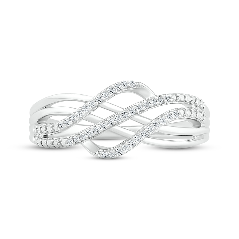 Diamond Three Wave Ring 1/8 ct tw Round-cut Sterling Silver
