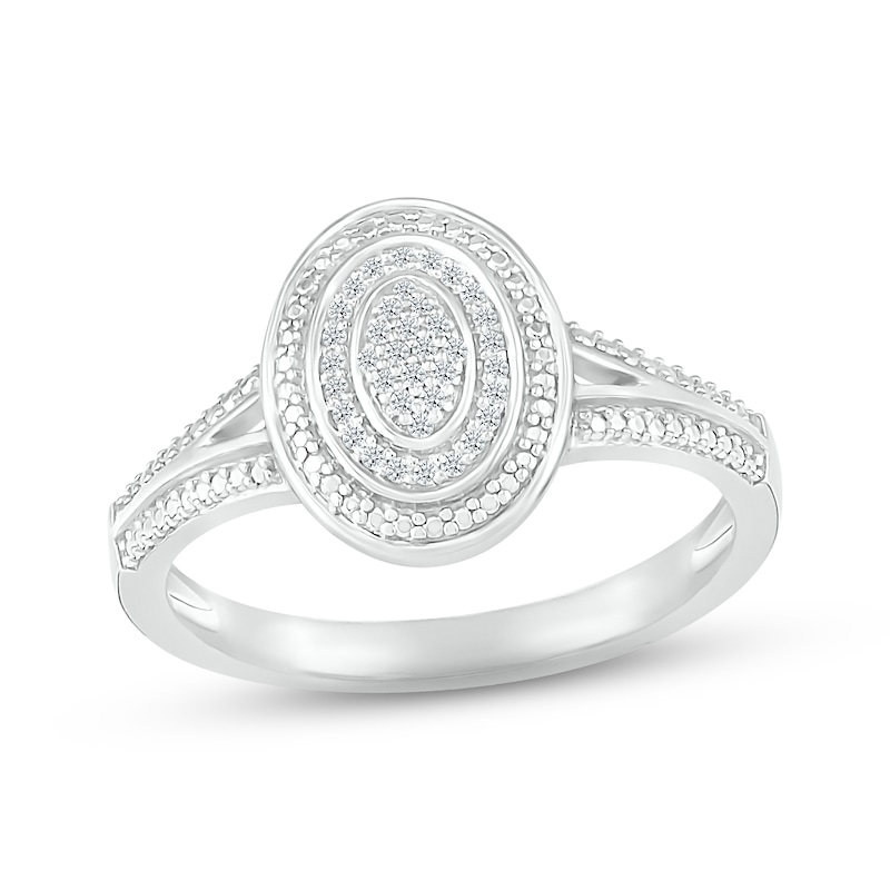 Main Image 1 of Diamond Milgrain Oval Ring 1/15 ct tw Round-cut Sterling Silver