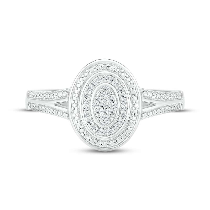Main Image 2 of Diamond Milgrain Oval Ring 1/15 ct tw Round-cut Sterling Silver