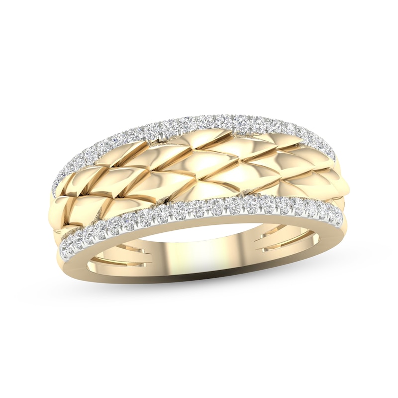 Main Image 1 of Diamond Edge Scale Ring 1/4 ct tw Round-cut 10K Yellow Gold