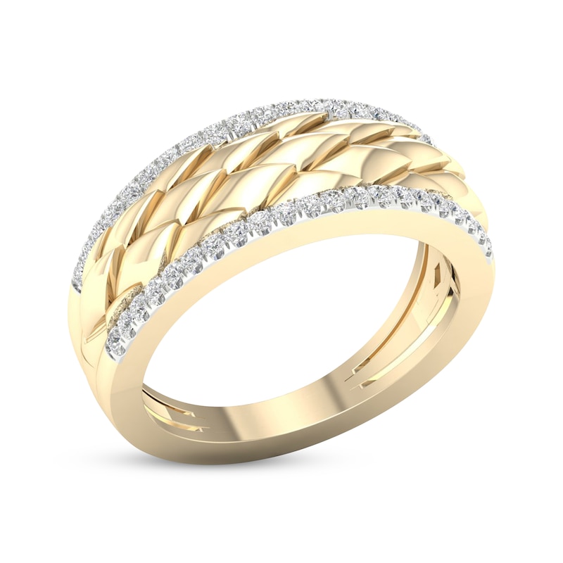 Main Image 2 of Diamond Edge Scale Ring 1/4 ct tw Round-cut 10K Yellow Gold