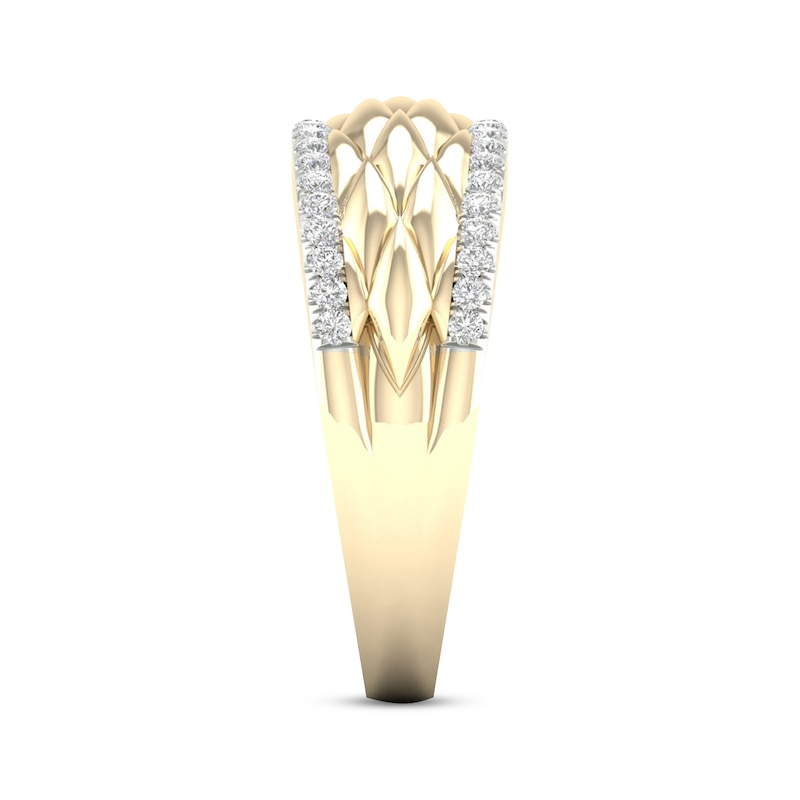 Diamond Edge Scale Ring 1/4 ct tw Round-cut 10K Yellow Gold