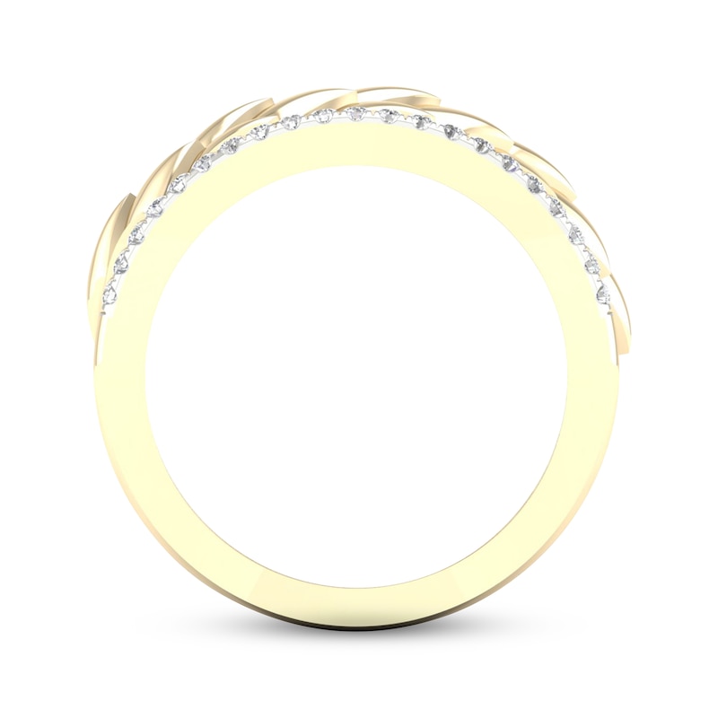 Main Image 4 of Diamond Edge Scale Ring 1/4 ct tw Round-cut 10K Yellow Gold