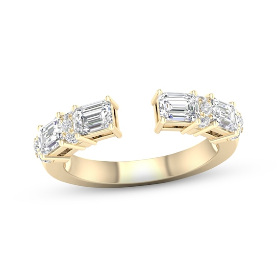 Diamond Deconstructed Ring 1 ct tw Emerald & Round-cut 14K Yellow Gold