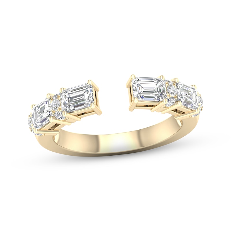 Diamond Deconstructed Ring 1 ct tw Emerald & Round-cut 14K Yellow Gold
