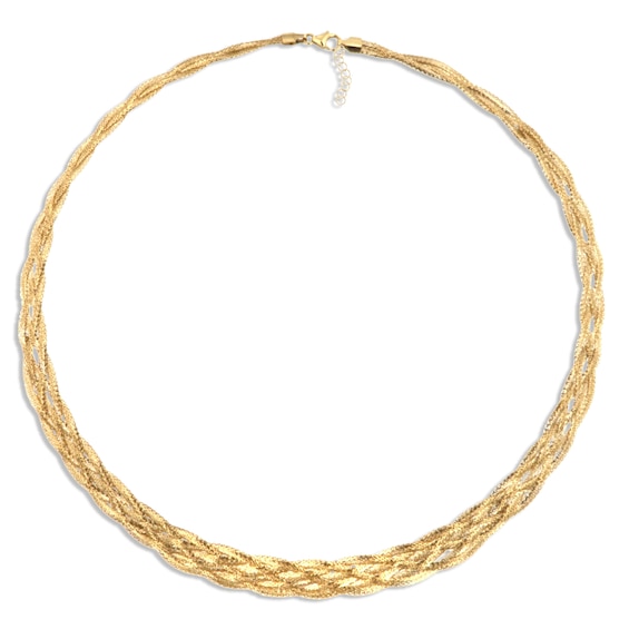 Braided Mesh Omega Necklace 10K Yellow Gold 17"