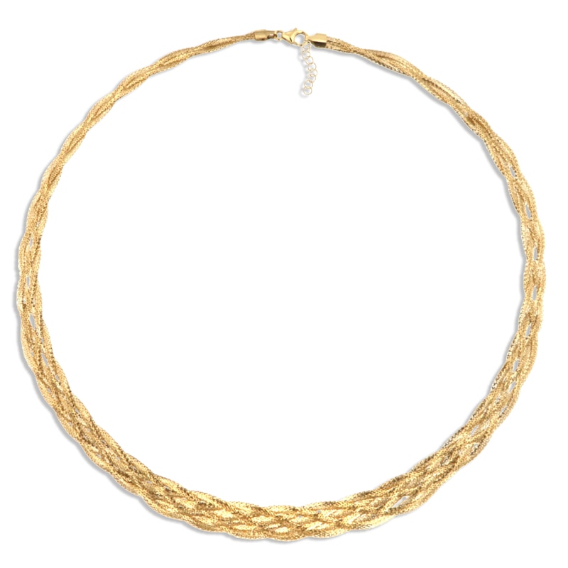Braided Mesh Omega Necklace 10K Yellow Gold 17