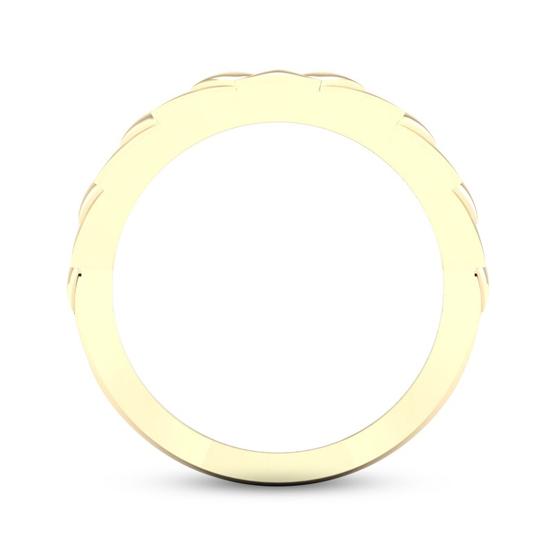 Main Image 4 of Diamond Stripe Quilted Ring 1/6 ct tw Round-cut 10K Yellow Gold