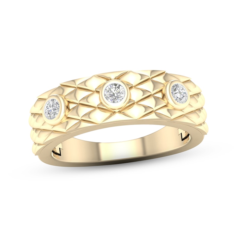 Diamond Scale Three-Stone Ring 1/5 ct tw Round-cut 10K Yellow Gold