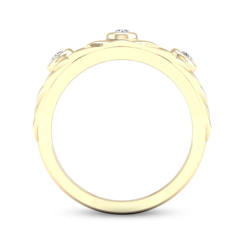 Diamond Scale Three-Stone Ring 1/5 ct tw Round-cut 10K Yellow Gold