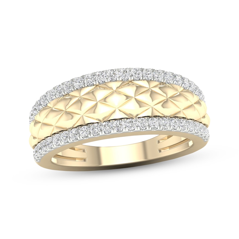 Diamond Edge Quilted Ring 1/3 ct tw Round-cut 10K Yellow Gold