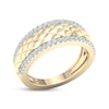 Thumbnail Image 1 of Diamond Edge Quilted Ring 1/3 ct tw Round-cut 10K Yellow Gold