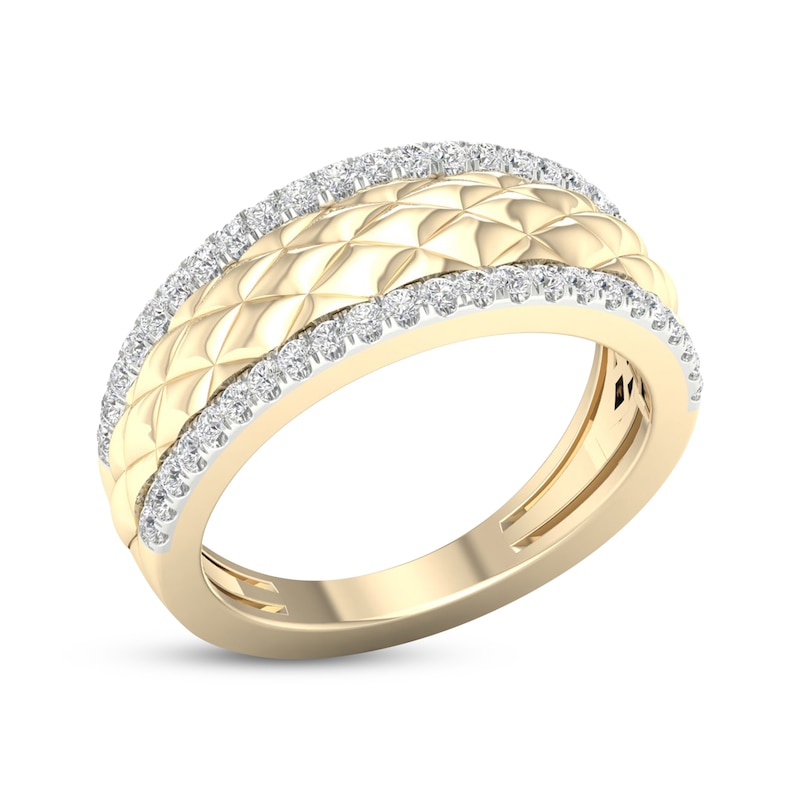 Diamond Edge Quilted Ring 1/3 ct tw Round-cut 10K Yellow Gold