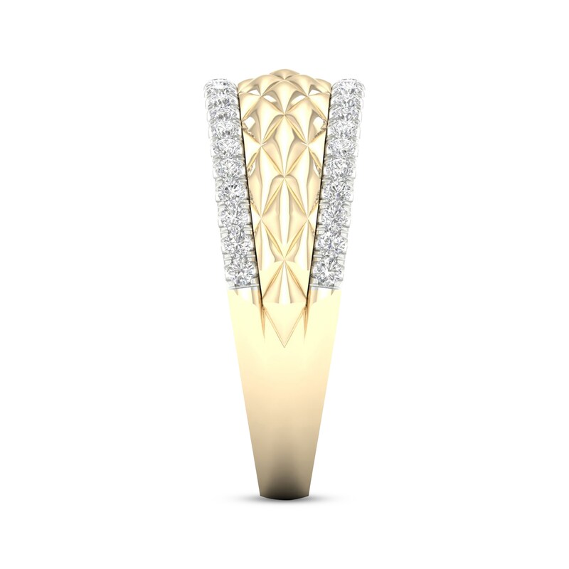 Diamond Edge Quilted Ring 1/3 ct tw Round-cut 10K Yellow Gold