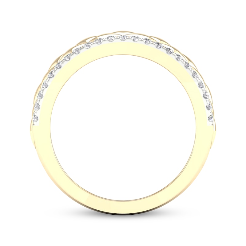 Diamond Edge Quilted Ring 1/3 ct tw Round-cut 10K Yellow Gold