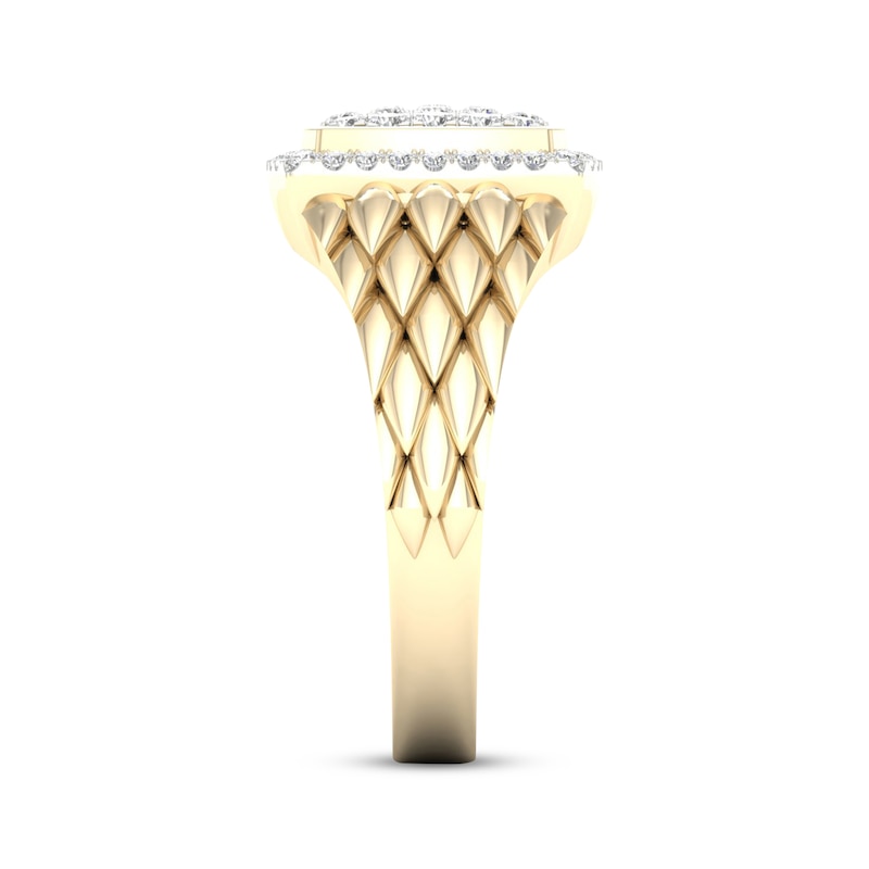 Main Image 3 of Multi-Diamond Center Cushion Scale Ring 1/2 ct tw Round-cut 10K Yellow Gold
