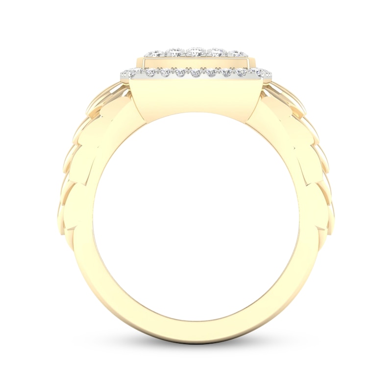 Main Image 4 of Multi-Diamond Center Cushion Scale Ring 1/2 ct tw Round-cut 10K Yellow Gold