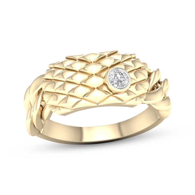 Main Image 1 of Diamond Scale Chain Ring 1/10 ct tw Round-cut 10K Yellow Gold