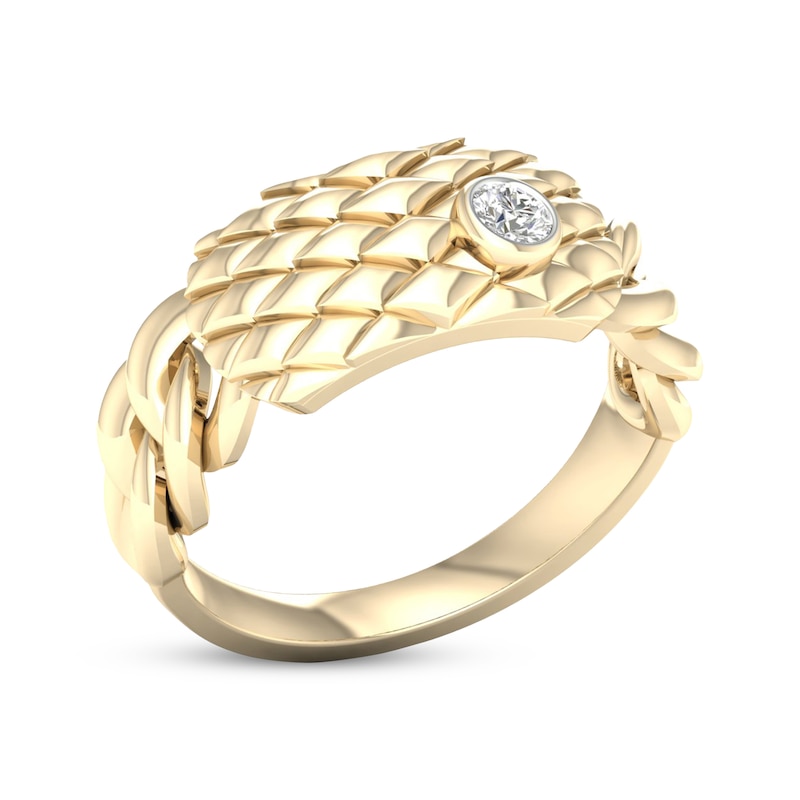 Main Image 2 of Diamond Scale Chain Ring 1/10 ct tw Round-cut 10K Yellow Gold