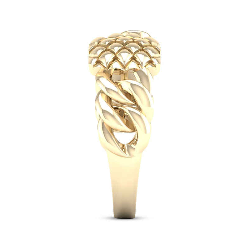 Main Image 3 of Diamond Scale Chain Ring 1/10 ct tw Round-cut 10K Yellow Gold
