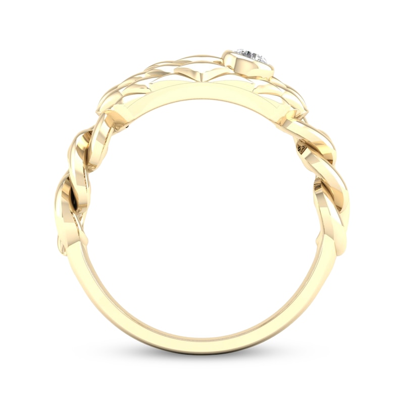 Main Image 4 of Diamond Scale Chain Ring 1/10 ct tw Round-cut 10K Yellow Gold