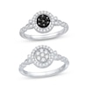 Thumbnail Image 0 of Black & White Multi-Diamond Center Circle Convertible Ring 3/8 ct tw Round-cut 10K White Gold