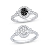Thumbnail Image 1 of Black & White Multi-Diamond Center Circle Convertible Ring 3/8 ct tw Round-cut 10K White Gold