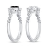 Thumbnail Image 2 of Black & White Multi-Diamond Center Circle Convertible Ring 3/8 ct tw Round-cut 10K White Gold