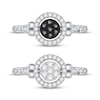 Thumbnail Image 2 of Black & White Multi-Diamond Center Circle Convertible Ring 3/8 ct tw Round-cut 10K White Gold