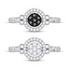 Thumbnail Image 3 of Black & White Multi-Diamond Center Circle Convertible Ring 3/8 ct tw Round-cut 10K White Gold