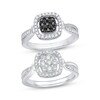 Thumbnail Image 0 of Black & White Multi-Diamond Center Cushion Convertible Ring 3/8 ct tw Round-cut 10K White Gold