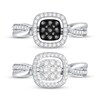 Thumbnail Image 2 of Black & White Multi-Diamond Center Cushion Convertible Ring 3/8 ct tw Round-cut 10K White Gold