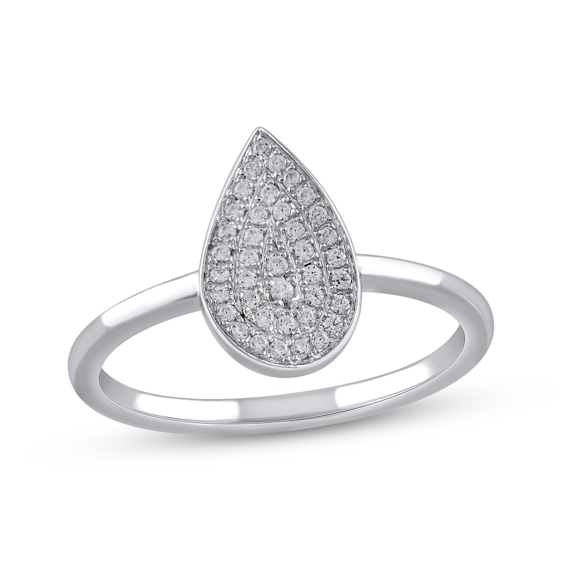 Multi-Diamond Center Pear Ring 1/6 ct tw Round-cut 10K White Gold