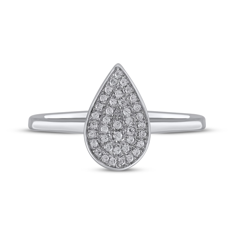 Multi-Diamond Center Pear Ring 1/6 ct tw Round-cut 10K White Gold