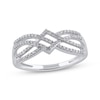 Thumbnail Image 0 of Diamond Multi-Row Crossover Ring 1/4 ct tw Round-cut 10K White Gold