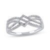Thumbnail Image 0 of Diamond Multi-Row Crossover Ring 1/4 ct tw Round-cut 10K White Gold