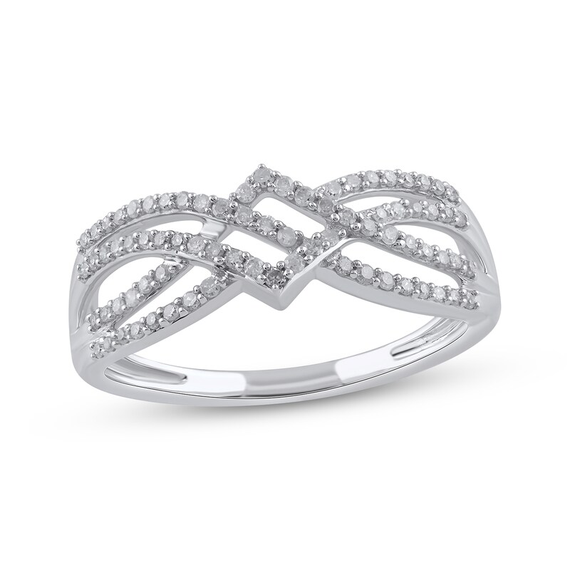 Diamond Multi-Row Crossover Ring 1/4 ct tw Round-cut 10K White Gold | Kay