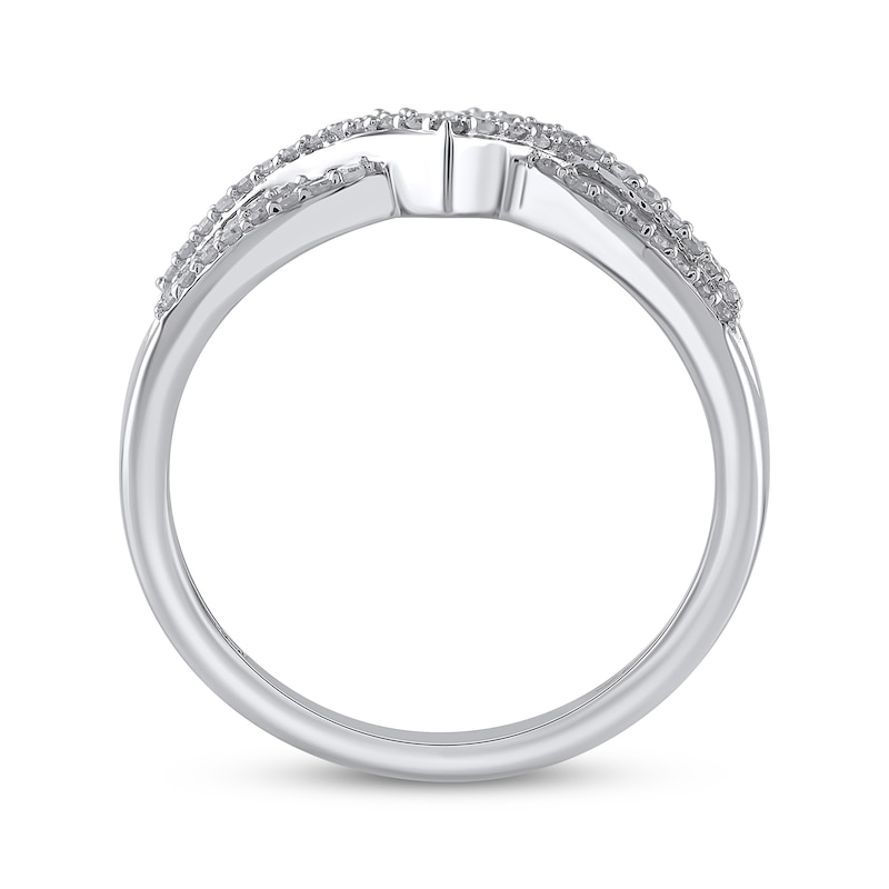 Diamond Multi-Row Crossover Ring 1/4 ct tw Round-cut 10K White Gold