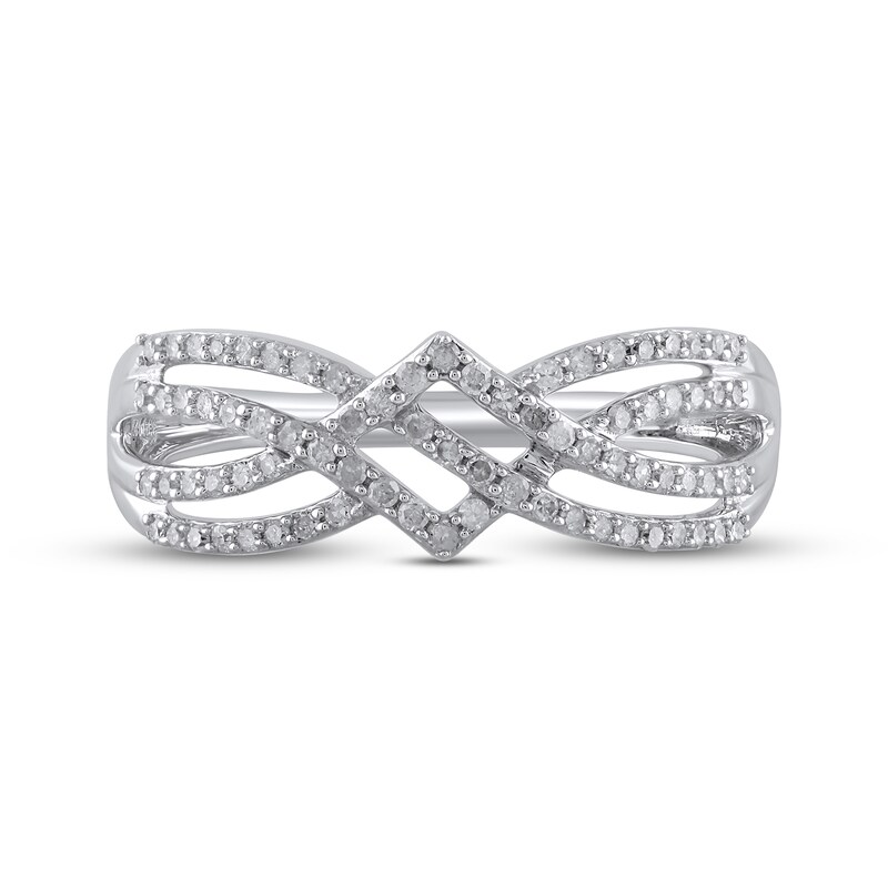 Diamond Multi-Row Crossover Ring 1/4 ct tw Round-cut 10K White Gold