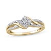 Thumbnail Image 0 of Multi-Diamond Center Square Bypass Ring 1/4 ct tw Round-cut 10K Yellow Gold