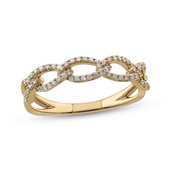 Diamond Chain Link Ring 1/5 ct tw Round-cut 10K Yellow Gold