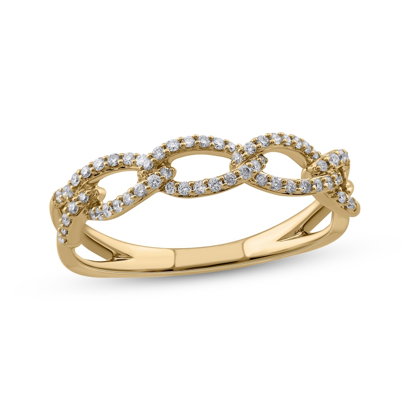 Main Image 1 of Diamond Chain Link Ring 1/5 ct tw Round-cut 10K Yellow Gold