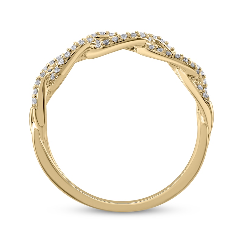 Main Image 2 of Diamond Chain Link Ring 1/5 ct tw Round-cut 10K Yellow Gold