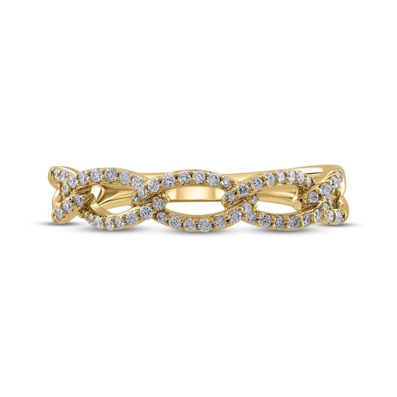Main Image 3 of Diamond Chain Link Ring 1/5 ct tw Round-cut 10K Yellow Gold