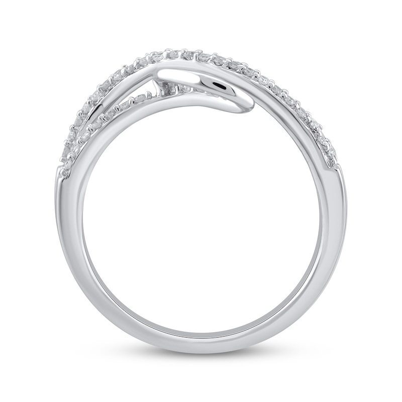 Main Image 2 of Diamond Swirl Bypass Ring 1/4 ct tw Round-cut 10K White Gold