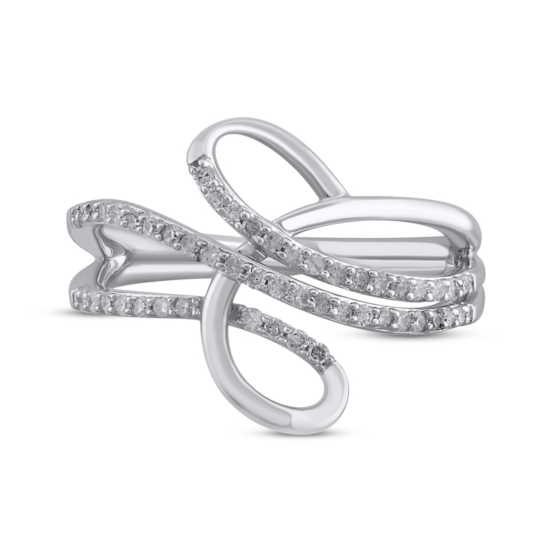 Main Image 3 of Diamond Swirl Bypass Ring 1/4 ct tw Round-cut 10K White Gold